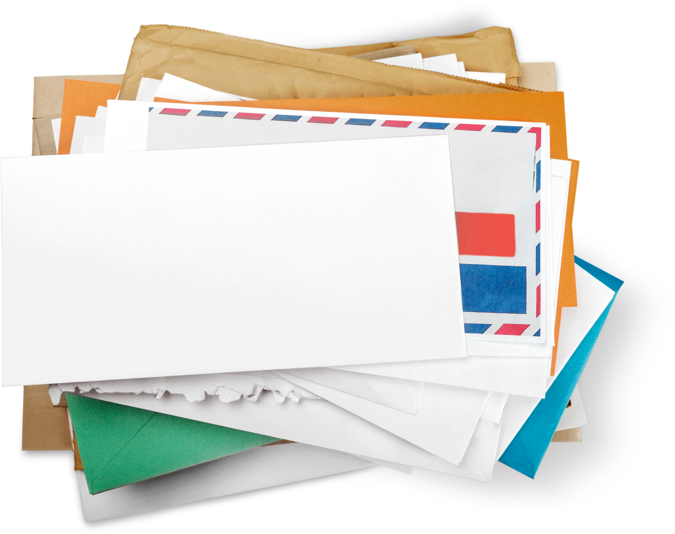Stack of Envelopes Isolated